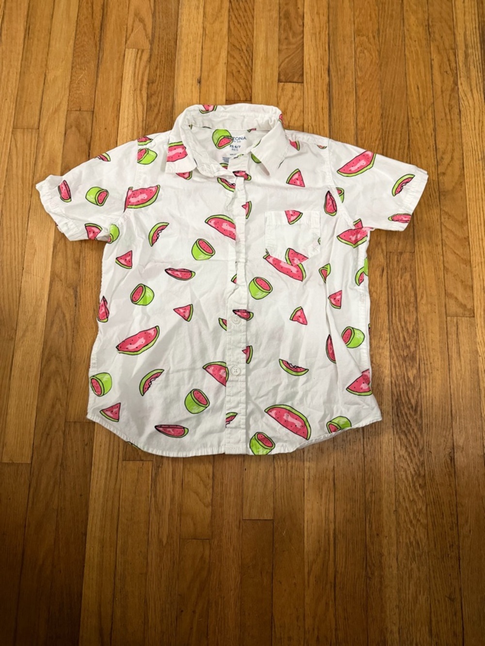 Arizona Jean Company XS (6/7) Watermelon Print Short-Sleeve Button-Down